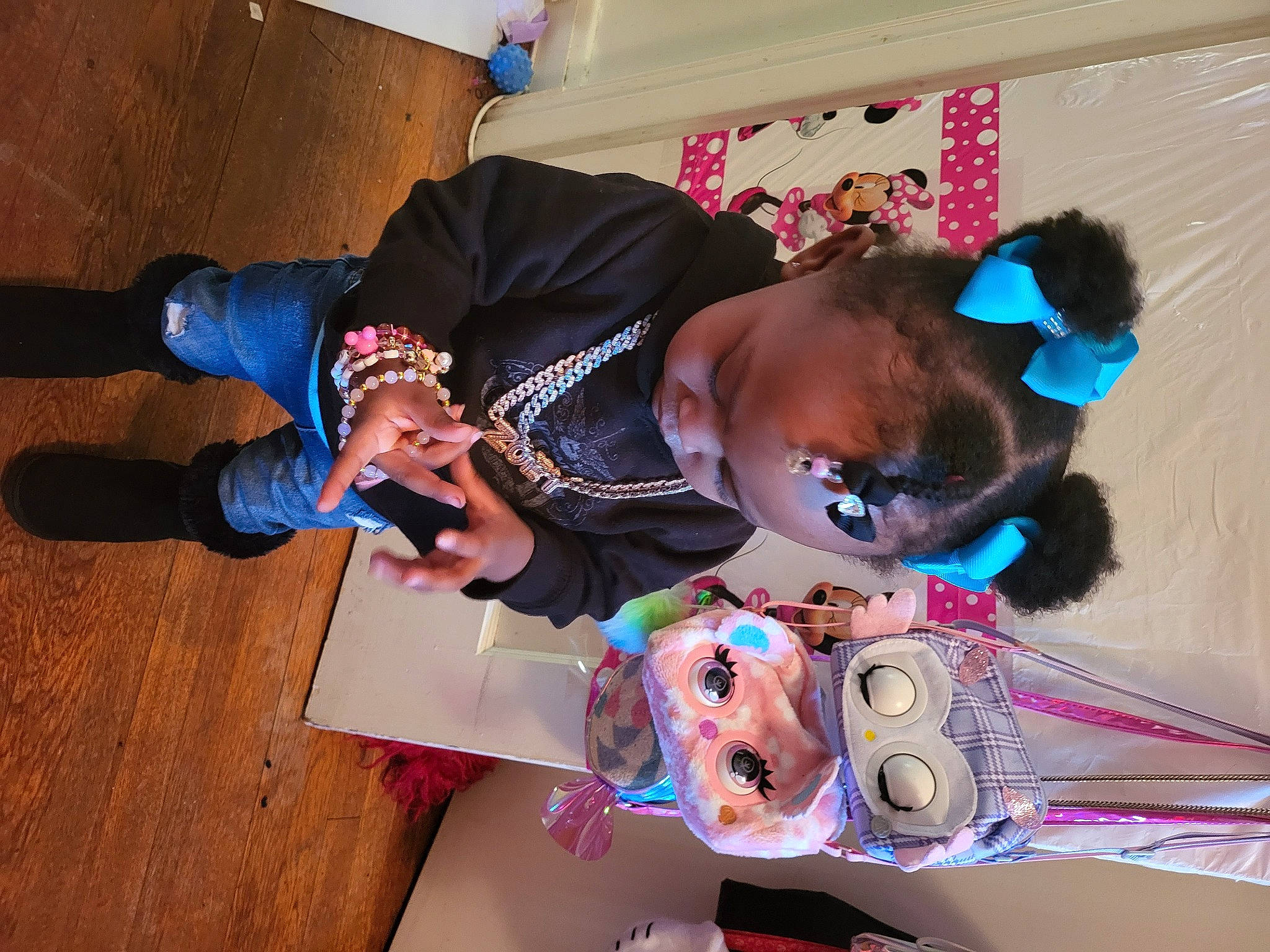 Zoey'Reign is registered to the contest to win money with this photo: art, child, costume, event, eyewear, fashion_design, fun, happy, hat, leisure, magenta, person, room, sunglasses, toddler, visual_arts, wood