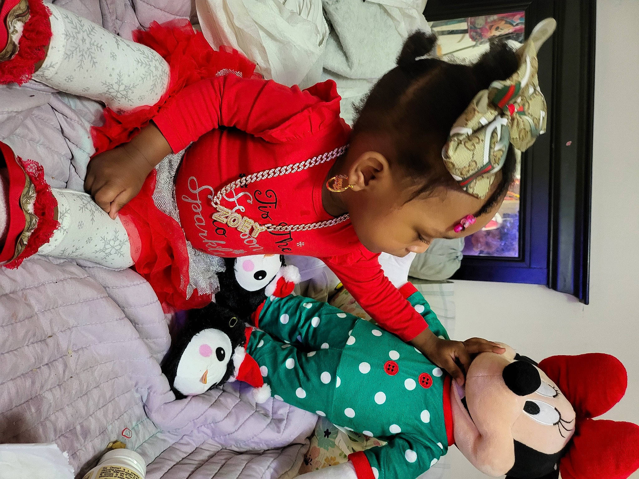 Zoey'Reign is registered to the contest to win money with this photo: baby_toddler_clothing, carmine, child, costume, event, fun, happy, holiday, pattern, person, plush, product, red, room, sleeve, stuffed_toy, textile, toddler, toy, tradition