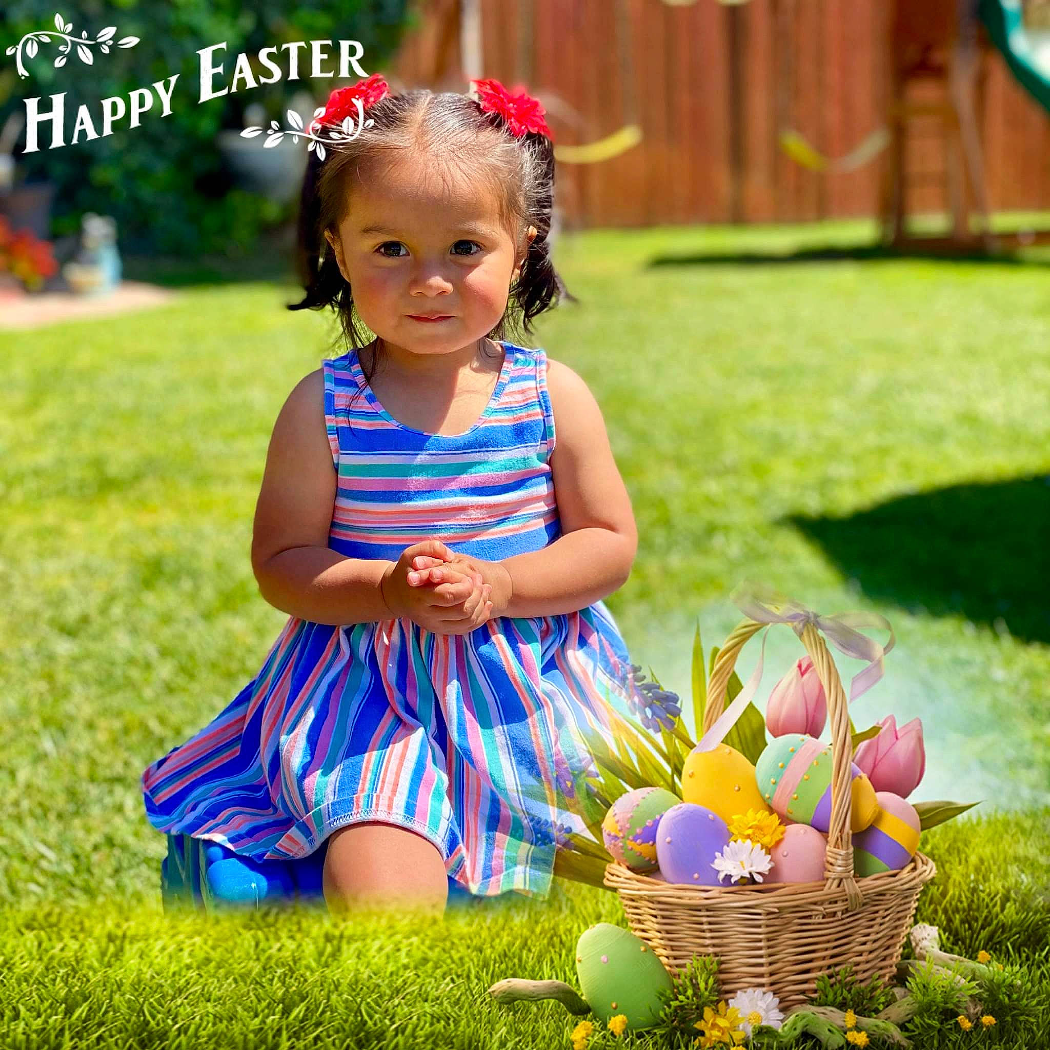 Rosalie joined the competition — help win amazing prizes! baby_toddler_clothing, ball, basket, blue, dress, fun, grass, green, happy, leaf, leisure, meadow, nature, people_in_nature, person, photograph, pink, plant, summer, sunlight