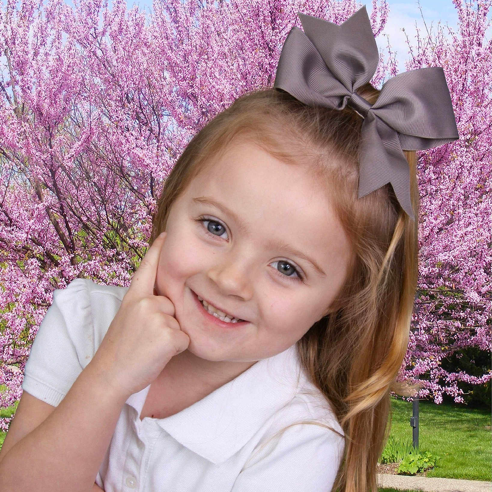 Leigha is registered to the contest to win money with this photo: blossom, cherry_blossom, child, ear, flower, grass, hair_accessory, hairstyle, headgear, iris, joy, lavender, lilac, person, photography, pink, plant, purple, skin, smile