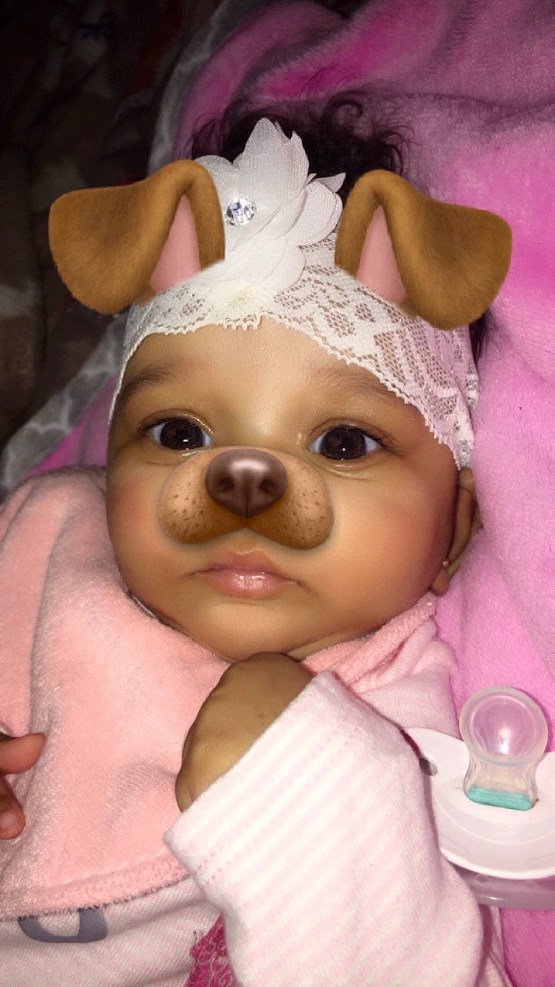 Zoria Brielle joined the competition — help win amazing prizes! cheek, child, doll, ear, eye, face, girl, hair_accessory, head, infant, lip, nose, person, pink, product, skin, smile, toddler, toy