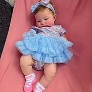 Freya joined the competition — help win amazing prizes! baby, infant, child, tutu, headband, blue, pink, socks, ballet_style, onesie, cute, soft, fabric, portrait, indoor, young_child, clothing, legs, feet, resting