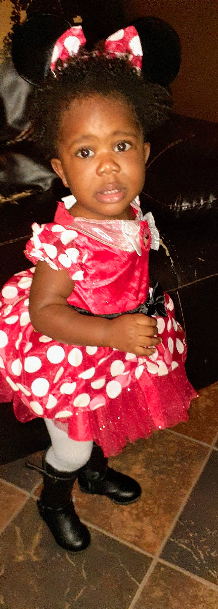 Ava joined the competition — help win amazing prizes! baby, baby_toddler_clothing, child, child_model, costume, design, dress, party, pattern, person, pink, polka_dot, smile, toddler