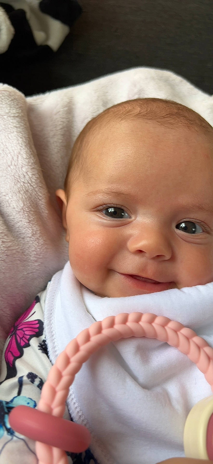 Juniper joined the competition — help win amazing prizes! baby, baby_toddler_clothing, beauty, cheek, child, eyebrow, eyelash, finger, gesture, happy, iris, lip, mouth, nose, person, pink, product, skin, smile, thumb