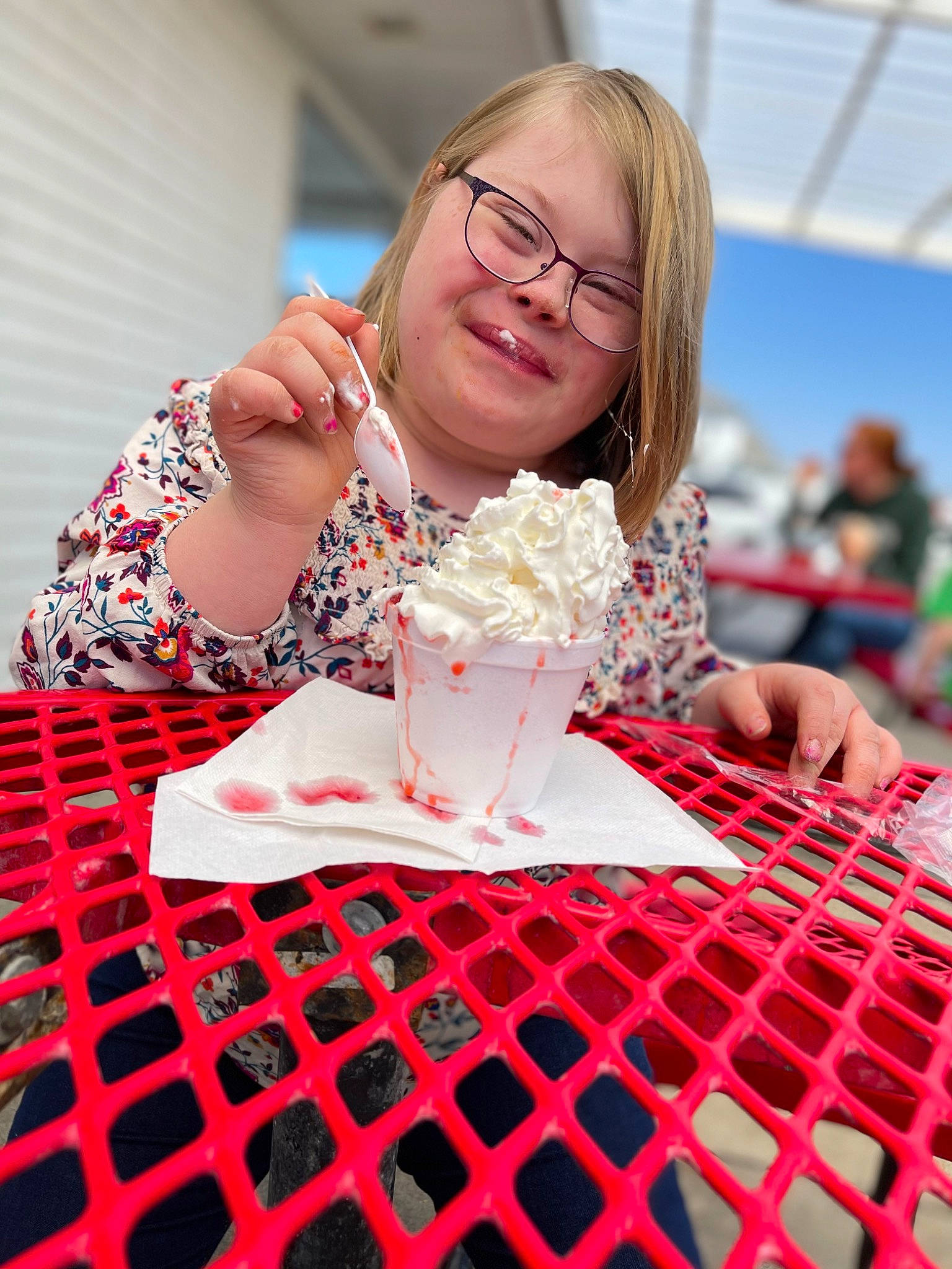 Jacklyn joined the competition — help win amazing prizes! beauty, cuisine, dessert, drink, event, eyewear, food, fun, gelato, glasses, ingredient, joy, pattern, person, photograph, recipe, smile, sweetness, tablecloth, tableware