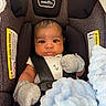 Yosiah is registered to the contest to win money with this photo: baby, infant, car_seat, blanket, mittens, child, face, person, straps, safety, cute, indoor, adorable, young, portrait, expression, seated, clothing, soft, cozy
