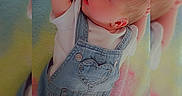 Nova Bowling joined the competition — help win amazing prizes! adorable, baby, baby_clothing, black_heart, child, colorful_background, cozy, cute, denim_overalls, heart_emoji, heart_patch, infant, lying_down, newborn, pastel_blanket, pink_heart, portrait, sleepy_eyes, small_hand, soft_texture