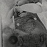 Nova Bowling joined the competition — help win amazing prizes! baby, infant, sleeping, denim, overalls, heart_patch, blanket, pacifier, monochrome, black_and_white, clothing, cute, child, resting, soft_texture, peaceful, portrait, indoors, newborn, apparel