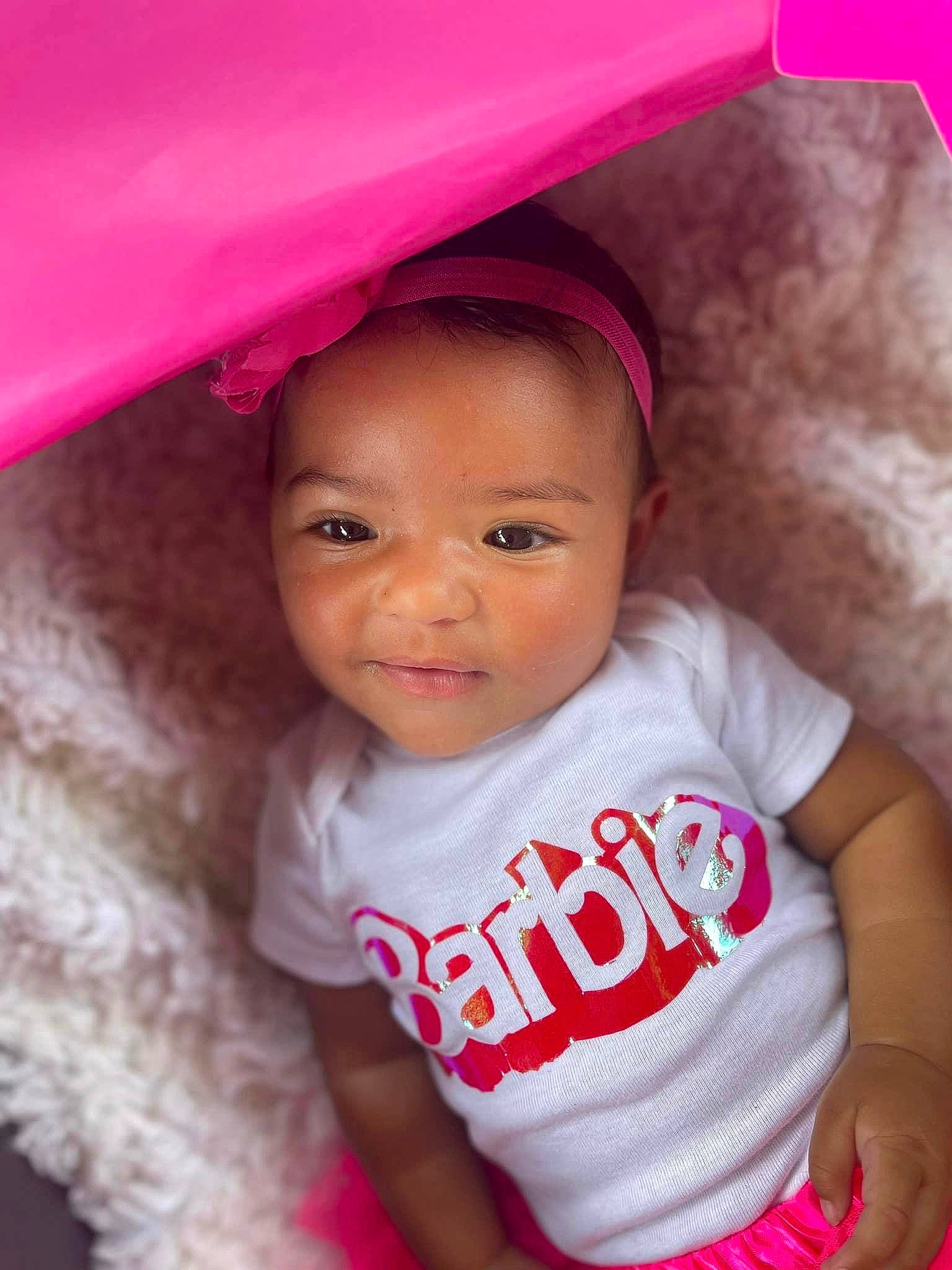 Xaila joined the competition — help win amazing prizes! baby, baby_toddler_clothing, cheek, child, chin, eyebrow, face, facial_expression, happy, headgear, human, lip, nose, organ, person, pink, product, skin, sleeve, smile