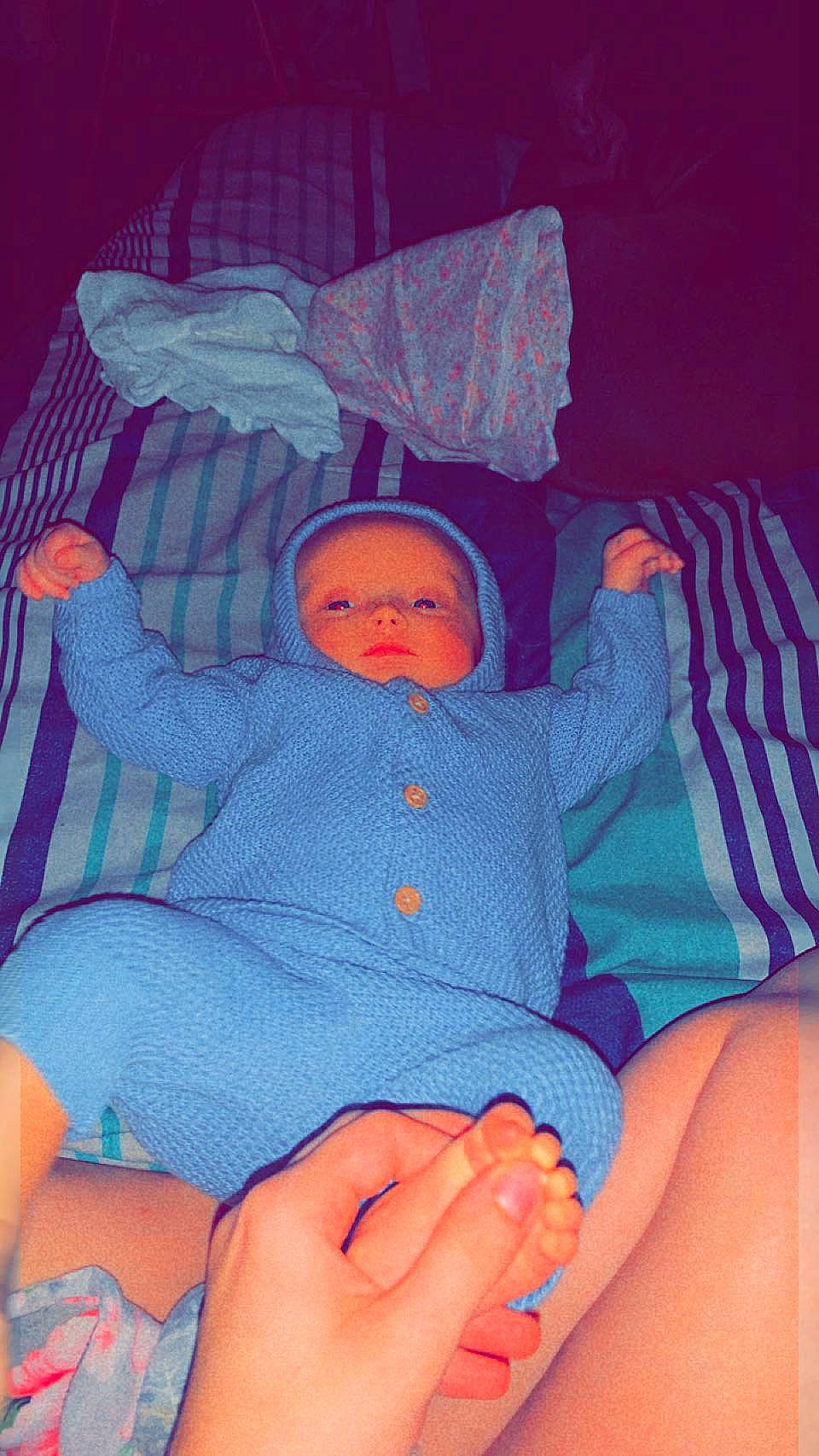 Serenity joined the competition — help win amazing prizes! azure, baby, baby_sleeping, baby_toddler_clothing, beauty, comfort, electric_blue, finger, human_body, lap, leg, mouth, orange, pattern, person, pink, purple, textile, thigh, thumb