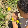 Loialti joined the competition — help win amazing prizes! child, curly_hair, yellow_flowers, flowers, nature, outdoor, sunlight, greenery, close_up, face, arm, plant, garden, summer, daylight, person, skin, botanical, natural_light, flora