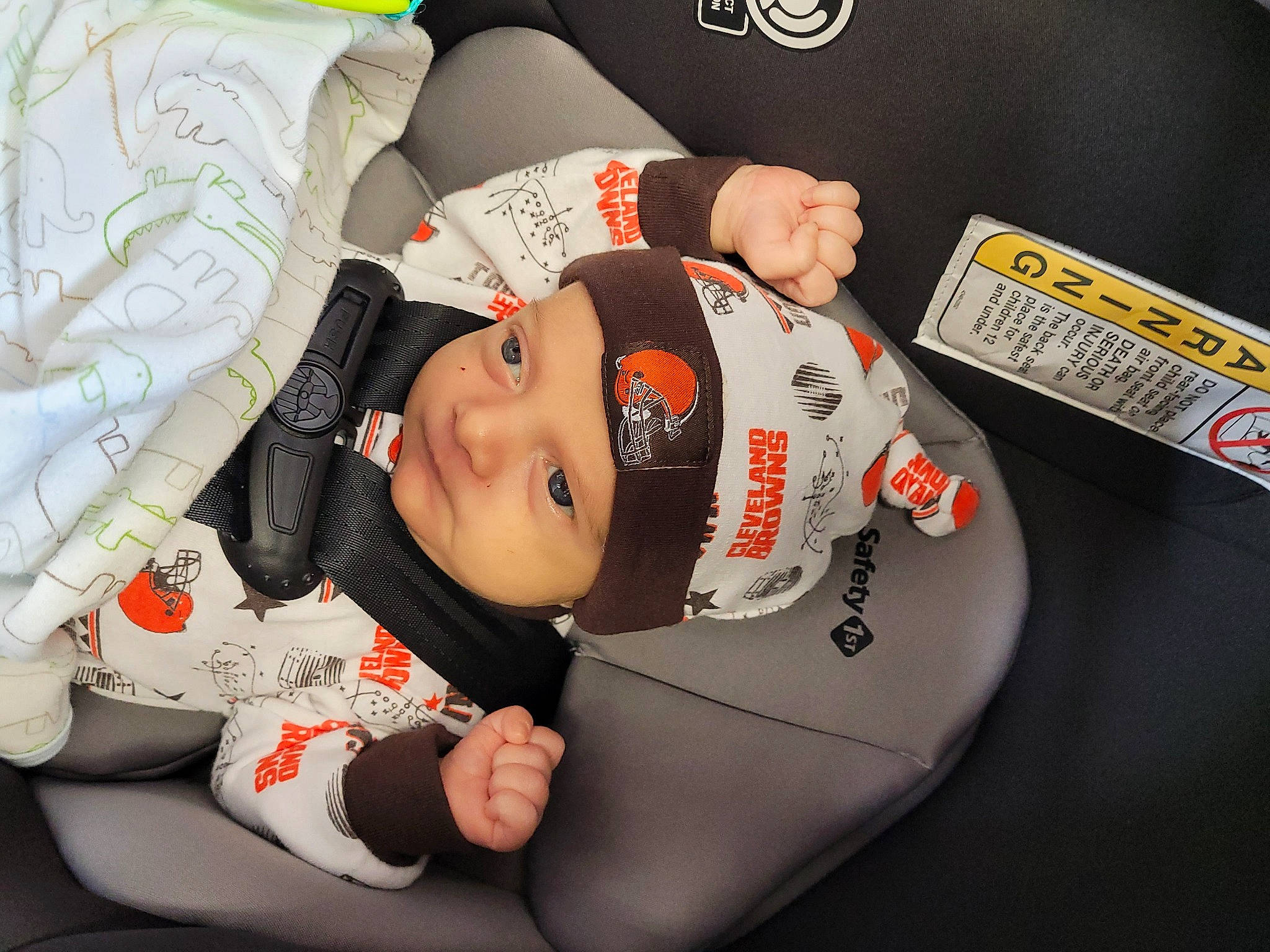 Duke joined the competition — help win amazing prizes! baby, baby_toddler_clothing, carmine, child, comfort, elbow, eye, fun, happy, headwear, linens, logo, person, room, sitting, sleeve, smile, t_shirt, toddler