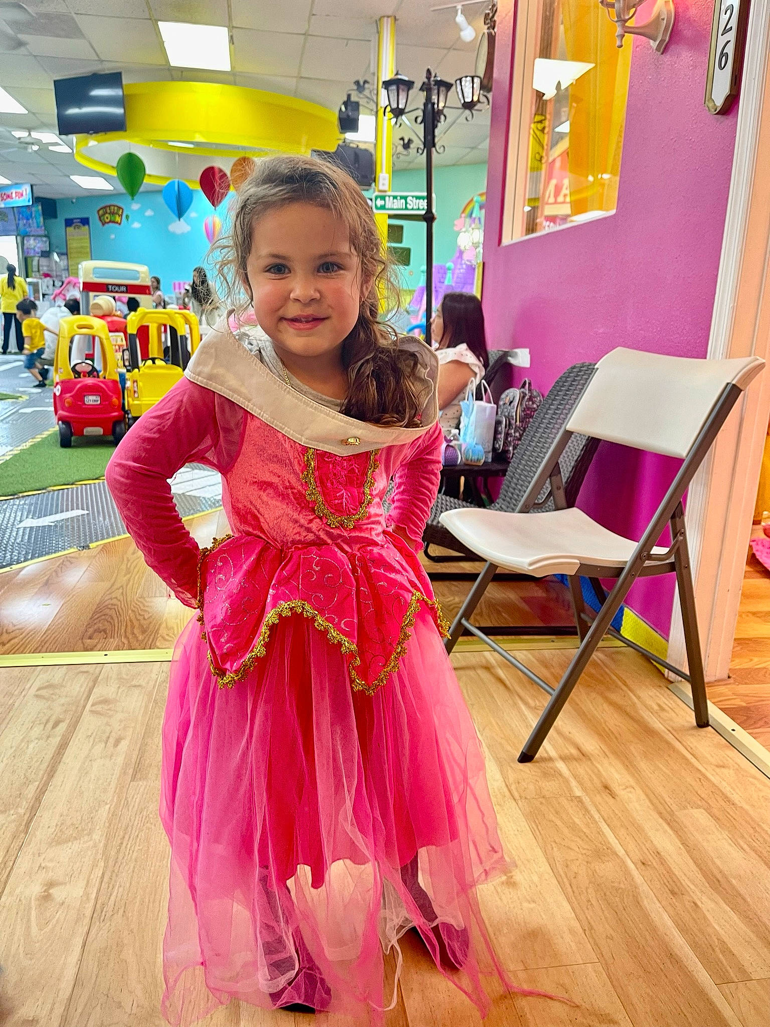 Leah is registered to the contest to win money with this photo: baby_toddler_clothing, child, event, fashion_design, floor, flooring, fun, happy, hardwood, joy, kindergarten, leisure, magenta, peach, person, pink, purple, room, smile, toddler