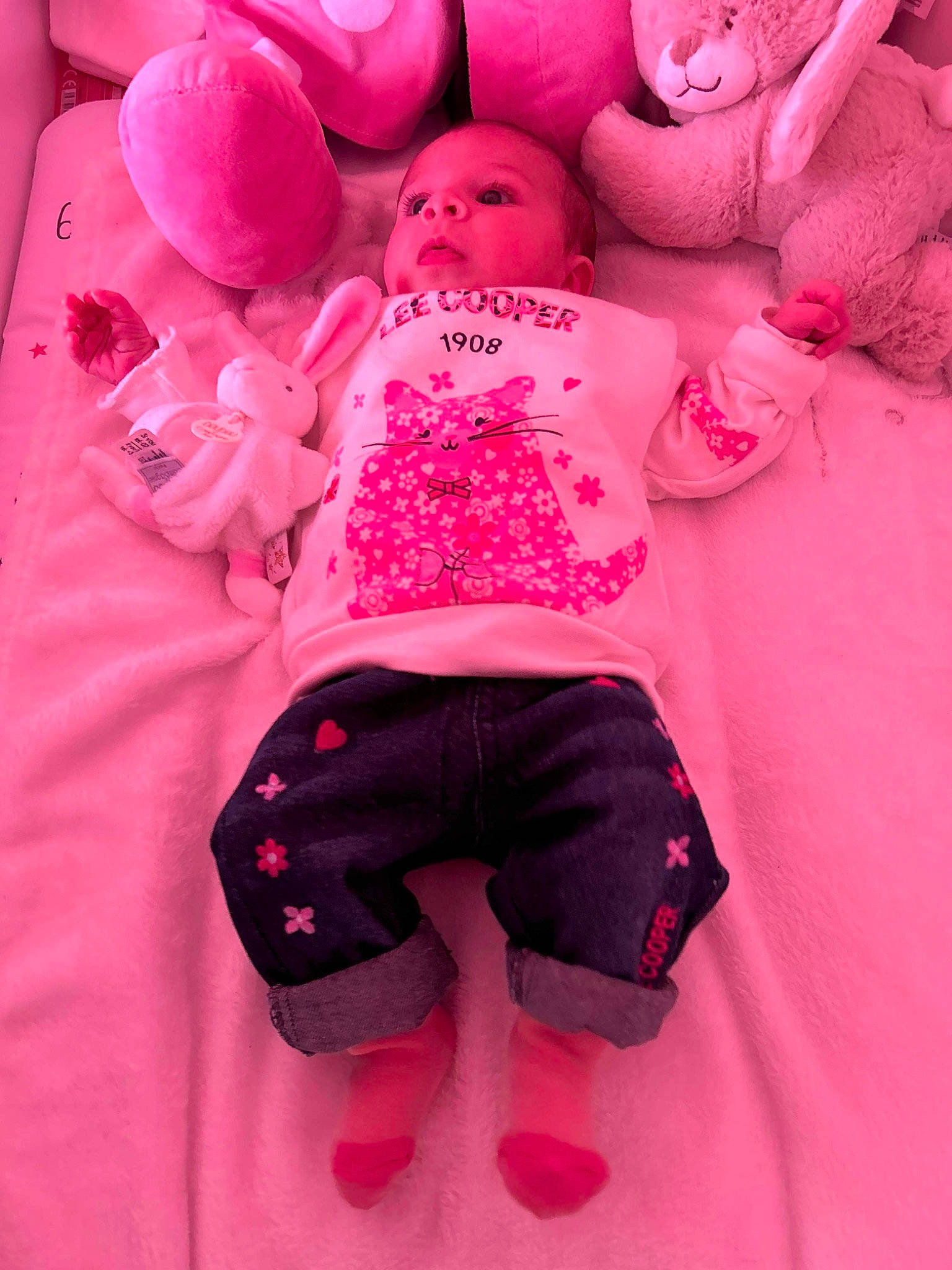 Cataleya participe au concours pour gagner de l'argent avec cette photo : baby_toddler_clothing, carmine, child, font, headgear, linens, magenta, peach, person, personal_protective_equipment, pink, plush, purple, red, sleeve, sportswear, stuffed_toy, t_shirt, teddy_bear, toy