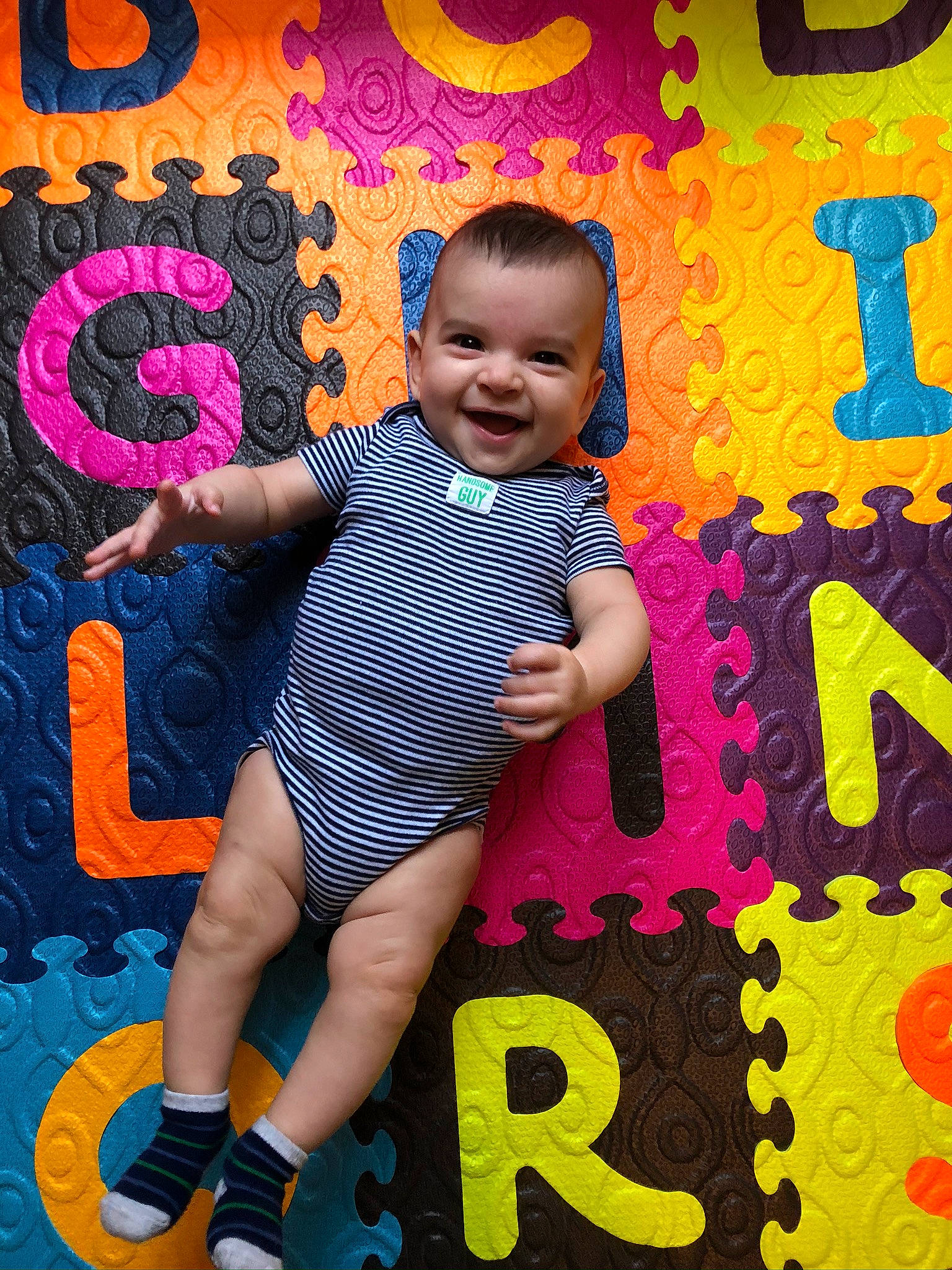 Atreyu joined the competition — help win amazing prizes! art, baby, child, cool, design, fun, happy, joy, pattern, person, photography, play, smile, textile, toddler, yellow