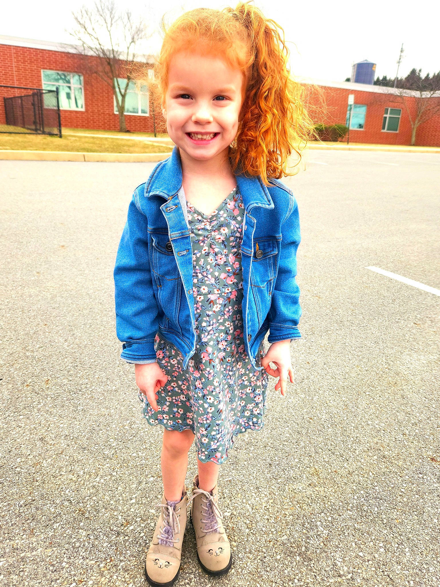 Maelee joined the competition — help win amazing prizes! baby_toddler_clothing, denim, dress, electric_blue, face, grass, happy, head, joy, leg, outerwear, pattern, person, plant, sky, sleeve, smile, standing, t_shirt, toddler