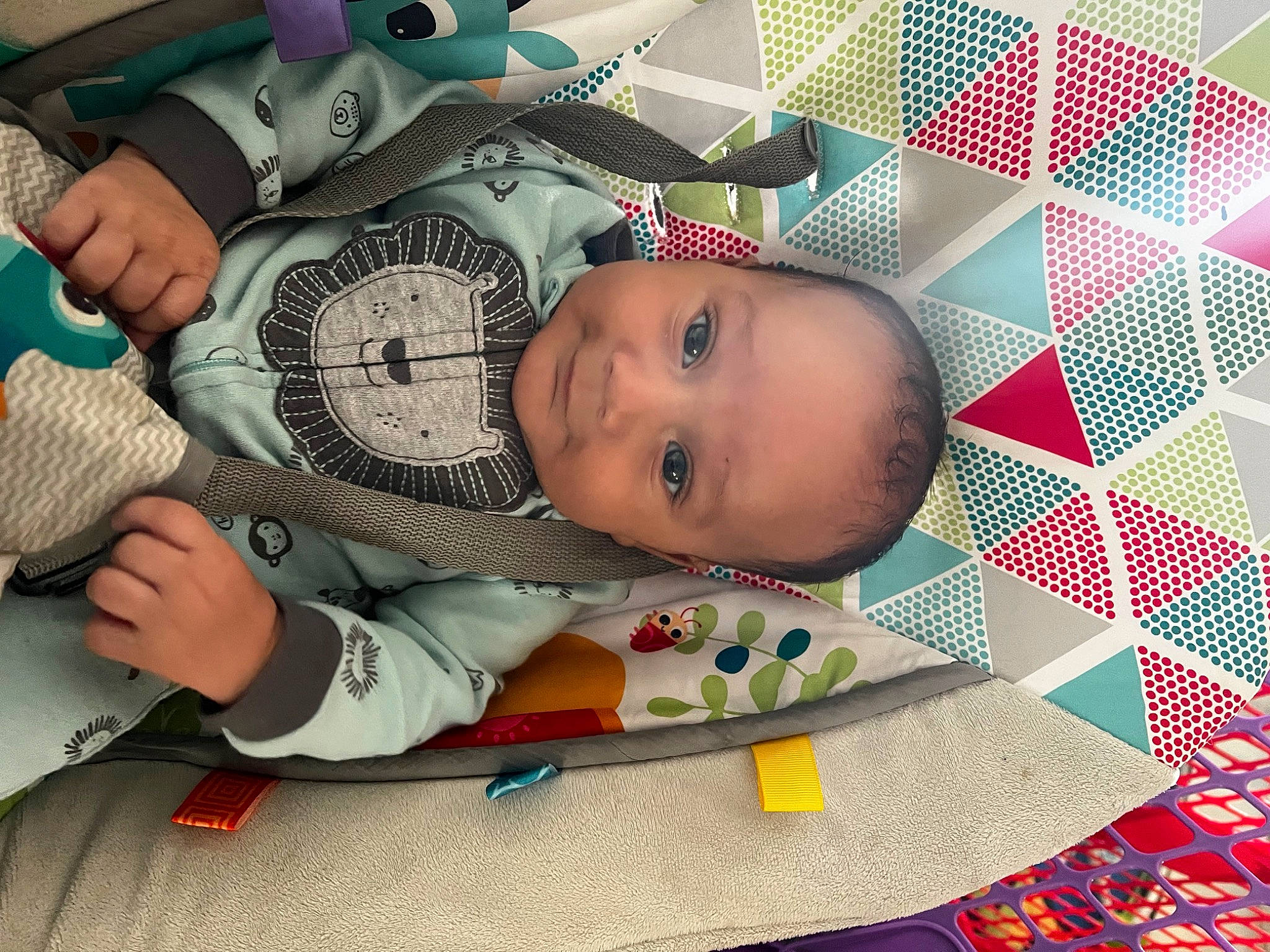Louis joined the competition — help win amazing prizes! baby, baby_carriage, baby_products, baby_safety, baby_toddler_clothing, baby_toys, cheek, child, comfort, flooring, pattern, person, play, product, room, sitting, skin, smile, toddler, white