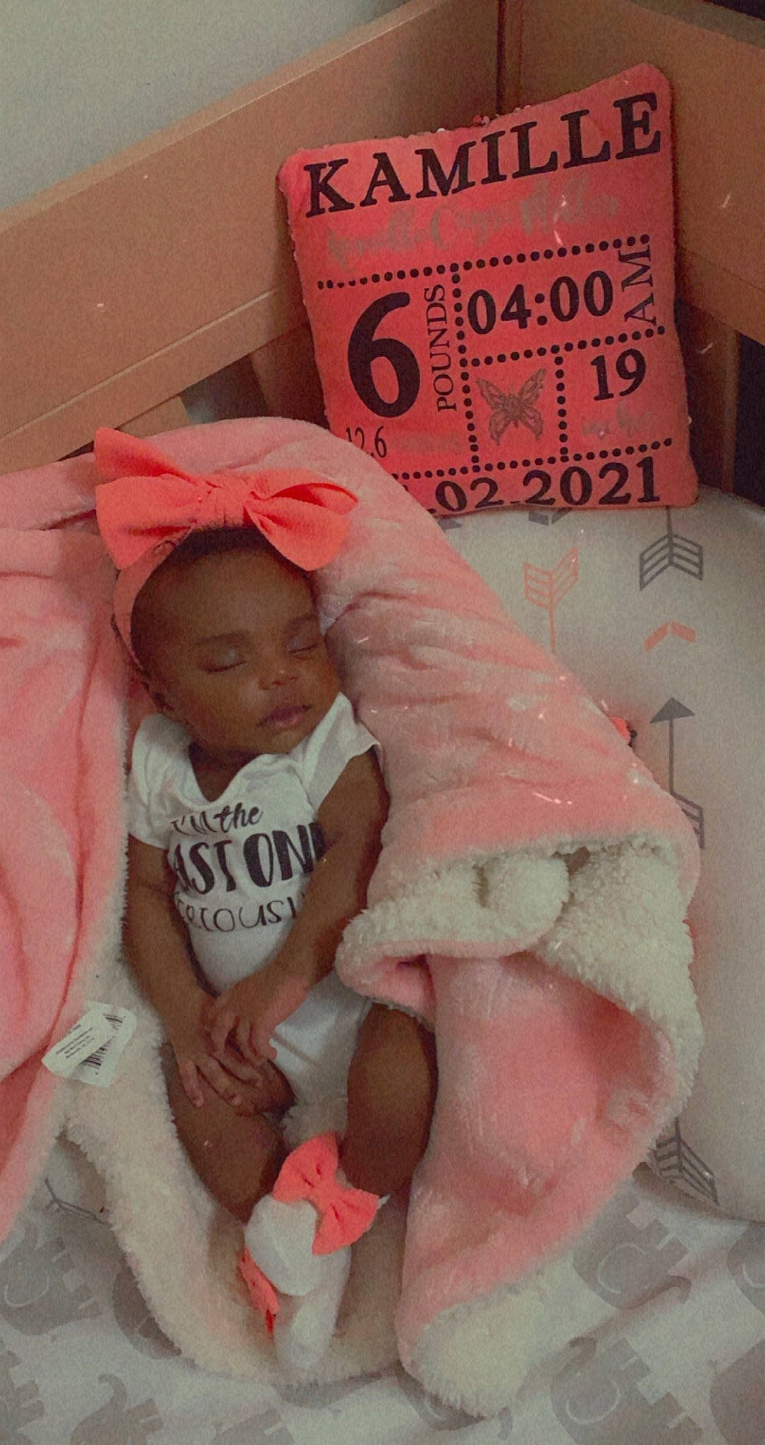 Kamille joined the competition — help win amazing prizes! baby, baby_products, baby_safety, baby_sleeping, baby_toddler_clothing, bed, bedding, cheek, child, comfort, eye, headgear, linens, person, pink, room, skin, textile, thigh, thumb