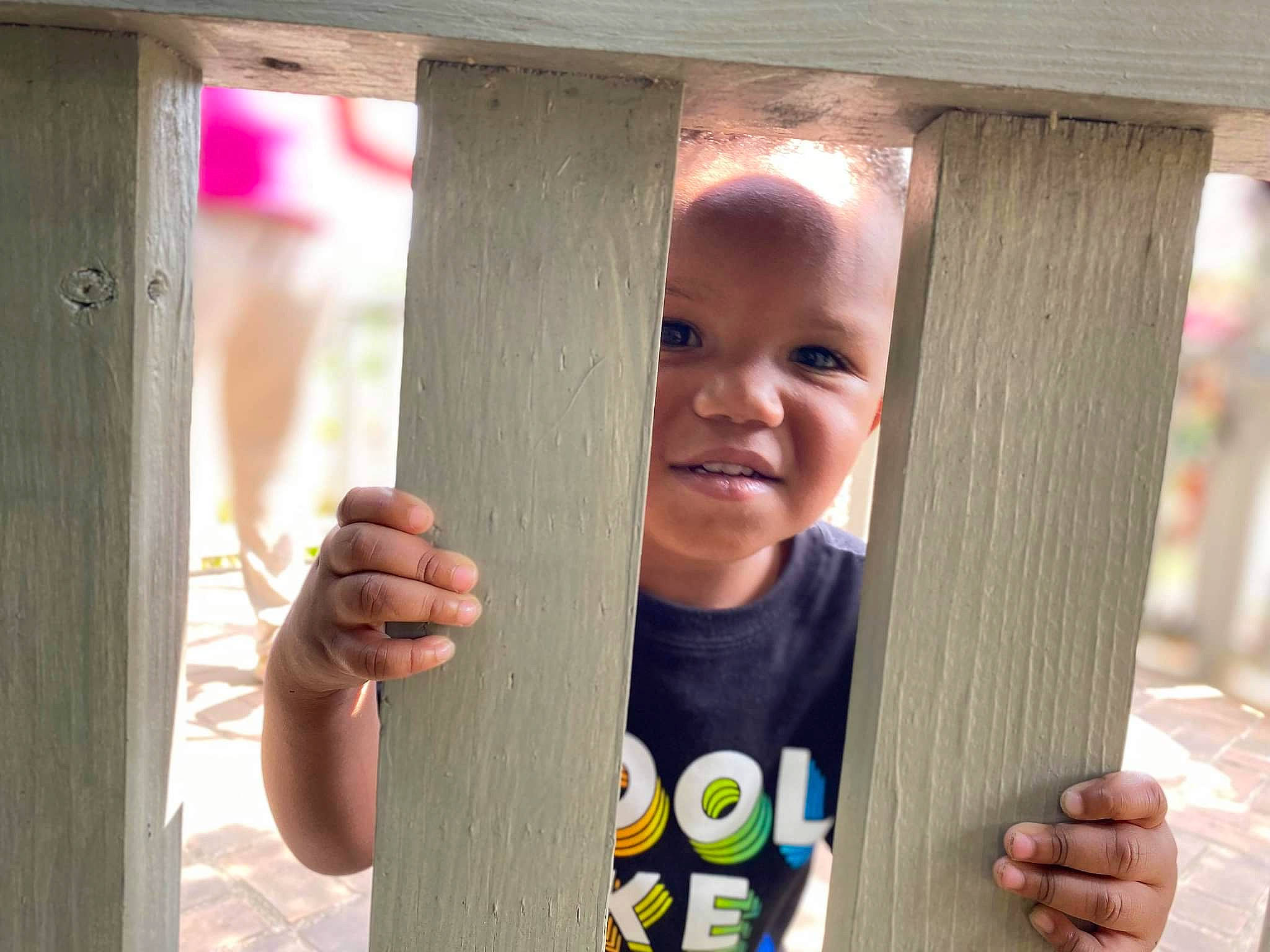 Kay'Vion joined the competition — help win amazing prizes! child, finger, fun, gesture, grass, hand, happy, house, leisure, nose, person, recreation, room, smile, standing, t_shirt, thumb, toddler, tree, vacation