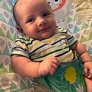 Warren joined the competition — help win amazing prizes! baby, bodypart, clothing, cushion, face, finger, furniture, hand, happy, head, homedecor, newborn, person, photography, portrait, quilt, shorts, sitting, smile, t_shirt