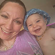 Autumn Faith joined the competition — help win amazing prizes! woman, baby, smile, happy, selfie, hat, indoor, portrait, face, person, jewelry, necklace, child, casual, closeup, skin, headwear, cute, cheerful, family