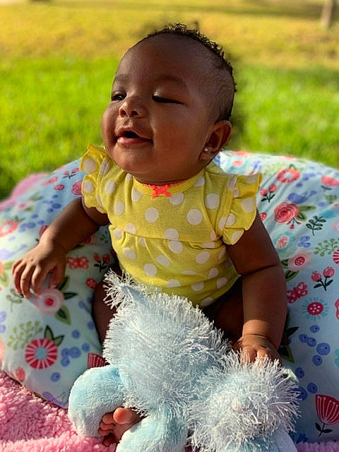 Khalia joined the competition — help win amazing prizes! adaptation, baby, baby_toddler_clothing, child, grass, person, play, skin, smile, toddler