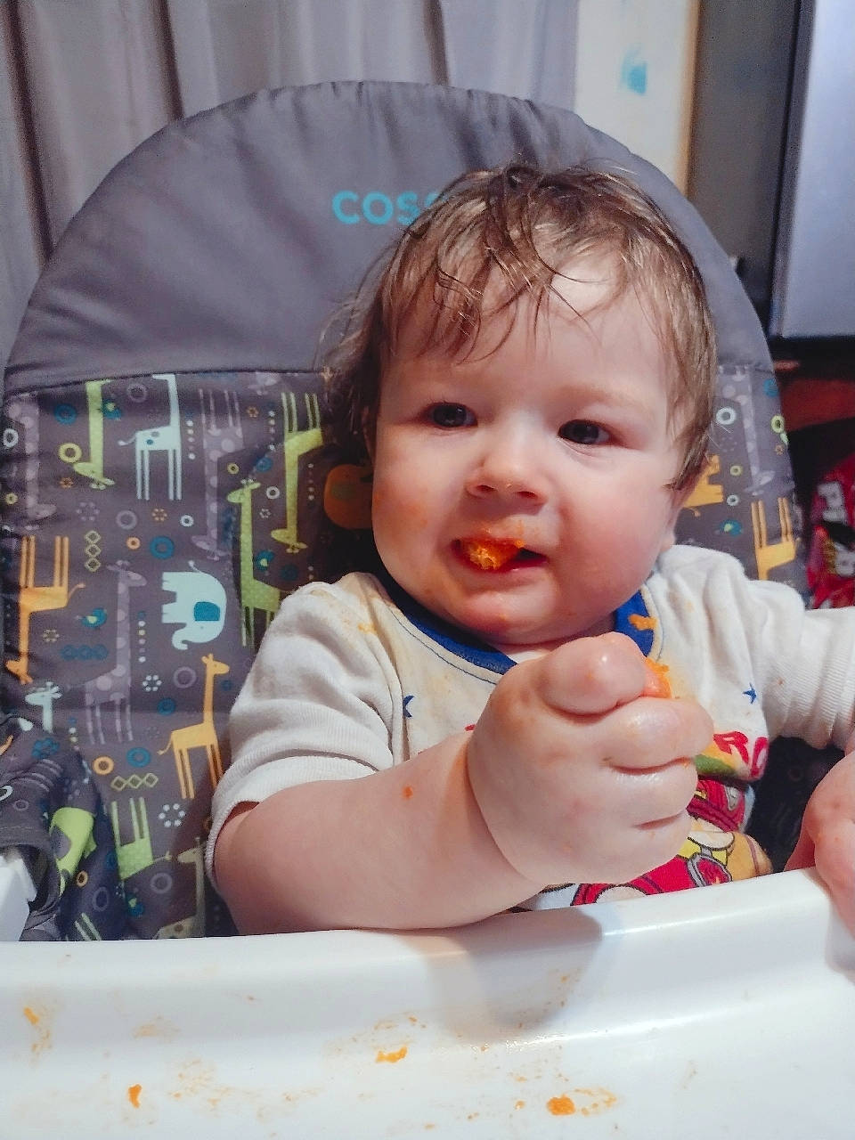 Gunnar joined the competition — help win amazing prizes! baby, baby_toddler_clothing, chair, cheek, child, chin, comfort_food, eyelash, finger, fun, hairstyle, happy, iris, mouth, nose, person, play, sitting, skin, thumb