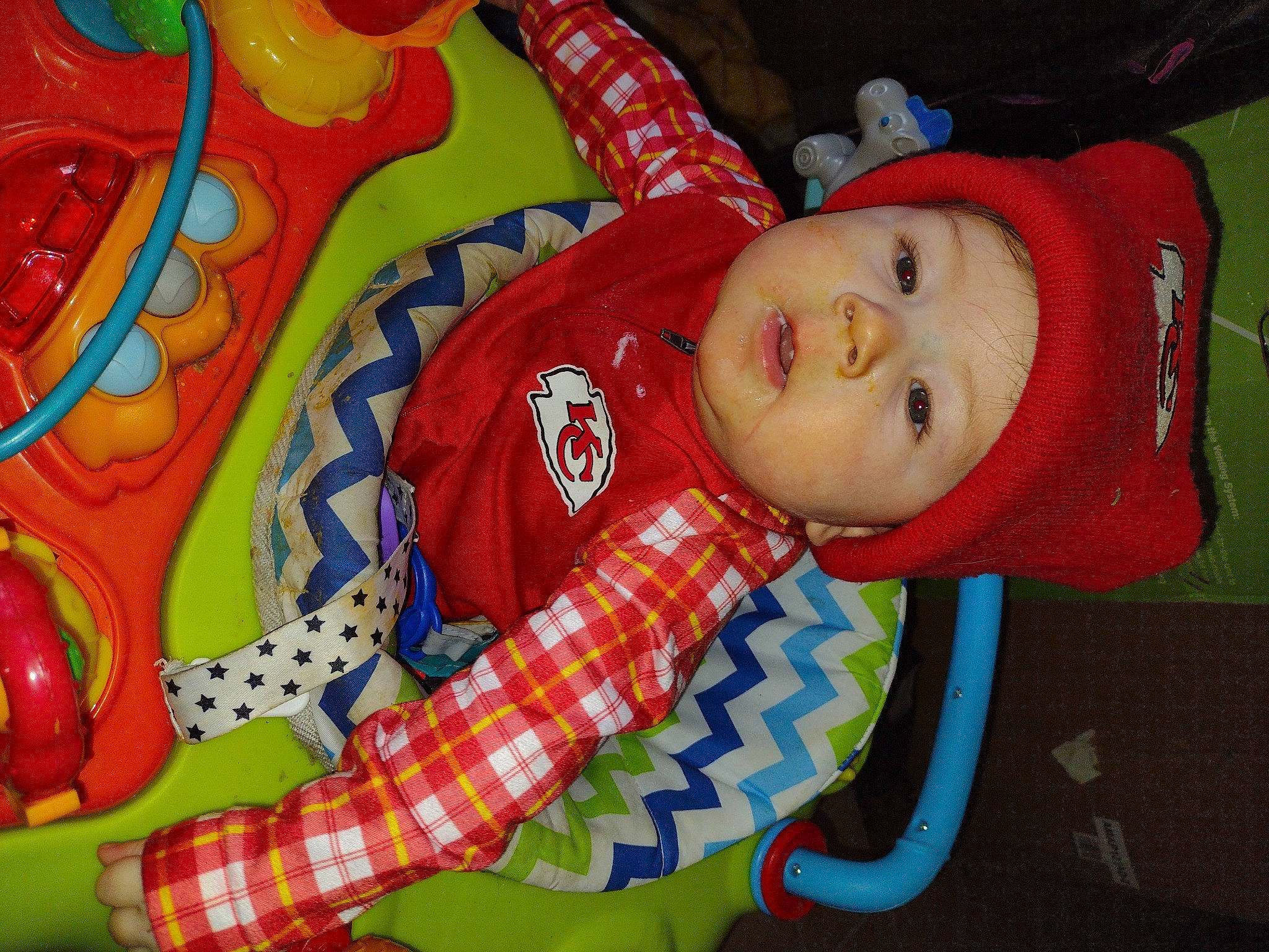 Gunnar joined the competition — help win amazing prizes! baby, baby_products, baby_toys, child, event, fictional_character, fun, happy, hat, headwear, leisure, mouth, orange, pattern, person, plastic, play, room, smile, toddler