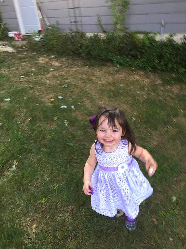 Audrey is registered to the contest to win money with this photo: backyard, child, dress, fun, garden, grass, joy, lawn, leaf, person, plant, play, smile, summer, toddler, vacation, yard