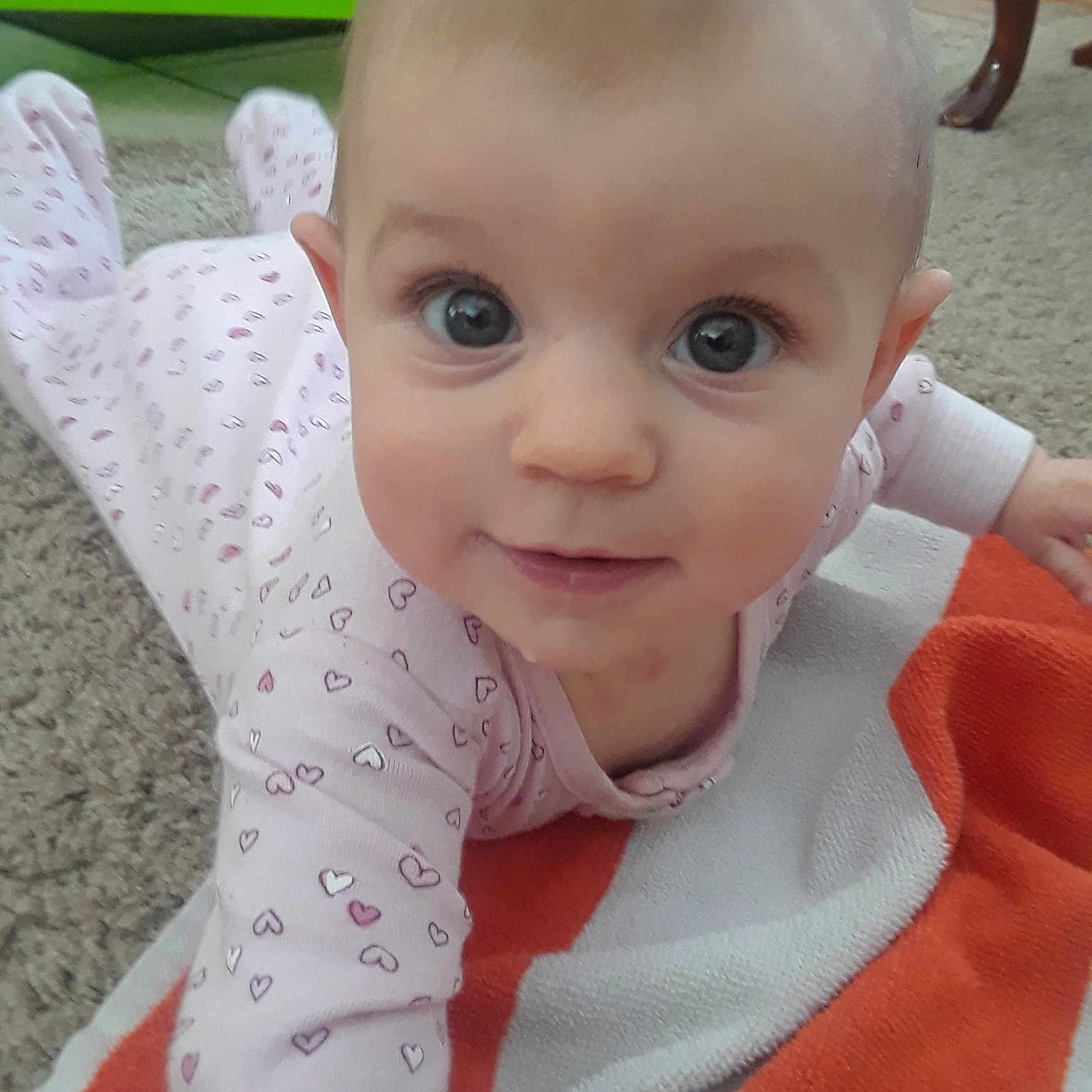 Adalee joined the competition — help win amazing prizes! baby, cheek, child, ear, eye, eyebrow, face, finger, forehead, gesture, hand, head, lip, neck, nose, person, skin, smile, thumb, toddler
