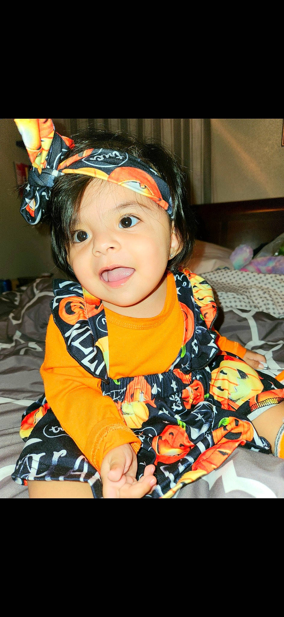 Alicia joined the competition — help win amazing prizes! audio_equipment, baby, baby_toddler_clothing, cheek, child, costume, fashion_accessory, flash_photography, fun, happy, headphones, headwear, hearing, iris, jewellery, orange, person, personal_protective_equipment, sleeve, snapshot