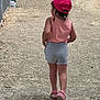 Valeriah joined the competition — help win amazing prizes! child, kid, walking, pink_cap, shorts, summer, outdoor, path, dirt, casual_clothing, back_view, braids, footwear, playground, daylight, fence, relaxed, childhood, nature, summer_outfit
