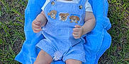 Ryder is registered to the contest to win money with this photo: baby, blue_blanket, child, cute, feet, grass, grass_field, hands, happy, infant, nature, outdoor, overalls, person, playful, portrait, smiling, striped_clothing, summer, sunlight