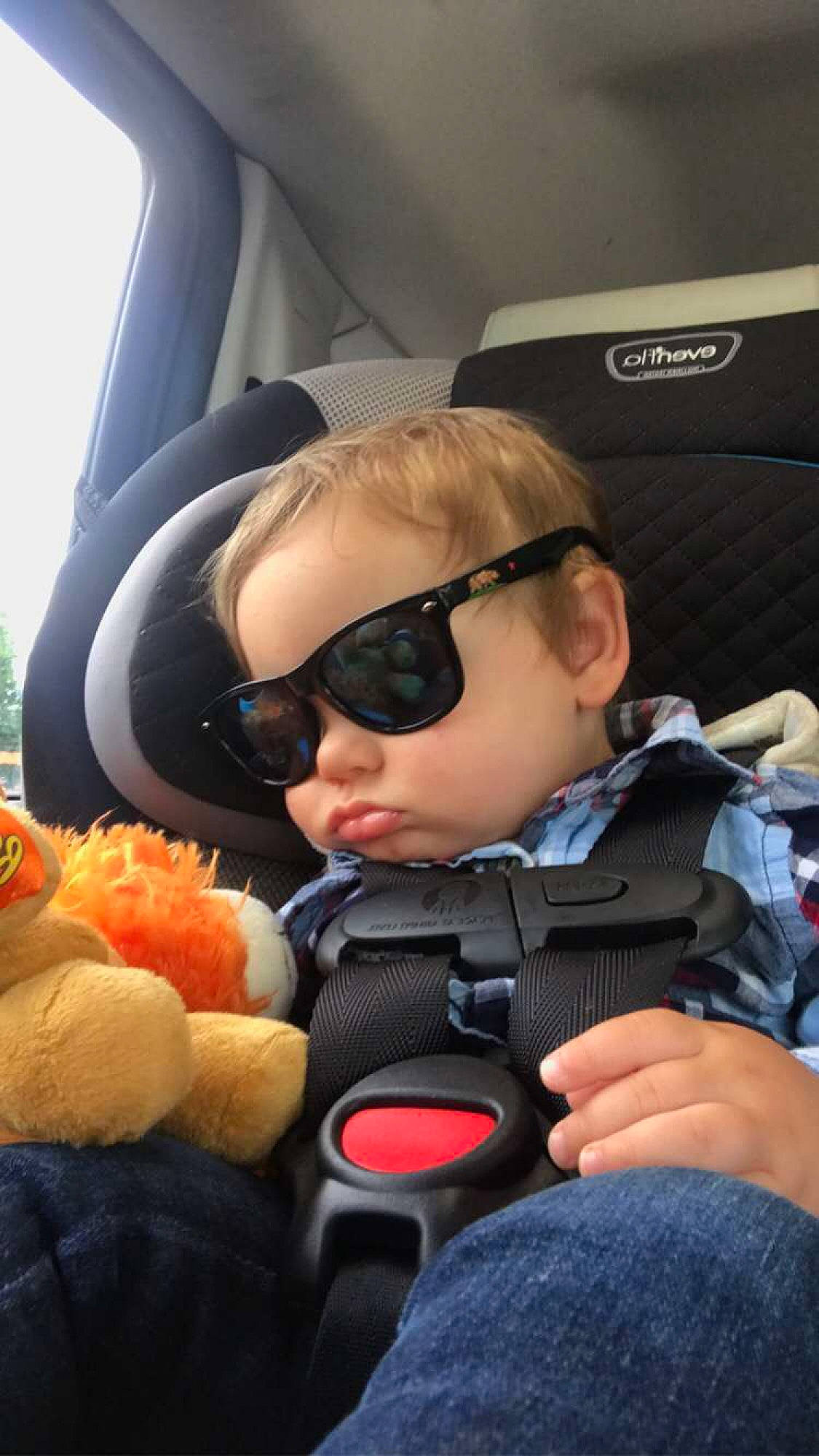 Bodie joined the competition — help win amazing prizes! auto_part, automotive_design, baby, car_seat, car_seat_cover, child, comfort, eyewear, fun, glasses, goggles, hair, head_restraint, motor_vehicle, person, personal_protective_equipment, product, sunglasses, toddler, toy