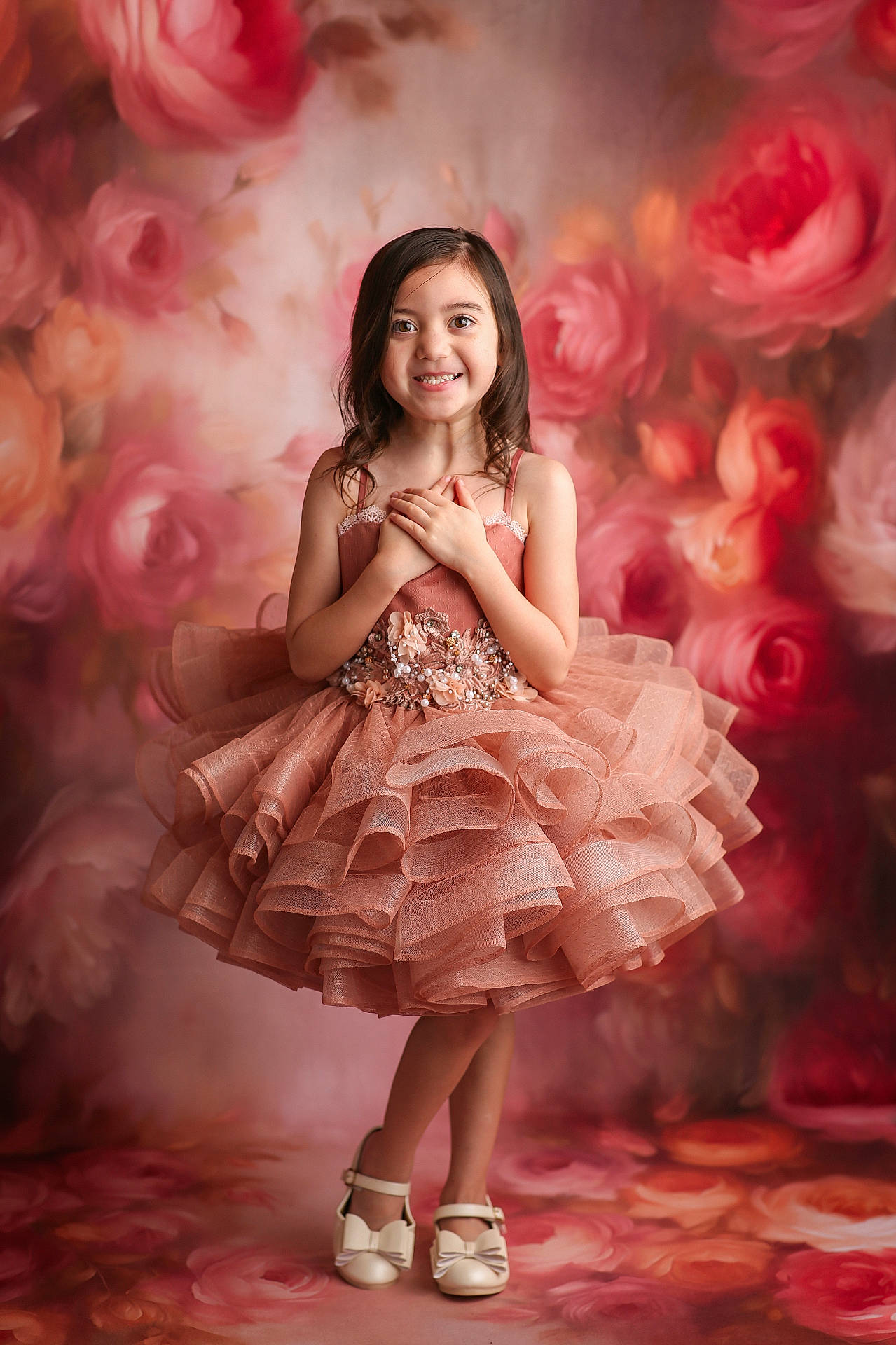 Brooke is registered to the contest to win money with this photo: child, clothing, dress, eveningdress, face, fashion, female, flower, footwear, formalwear, girl, gown, happy, head, person, photography, plant, portrait, rose, smile