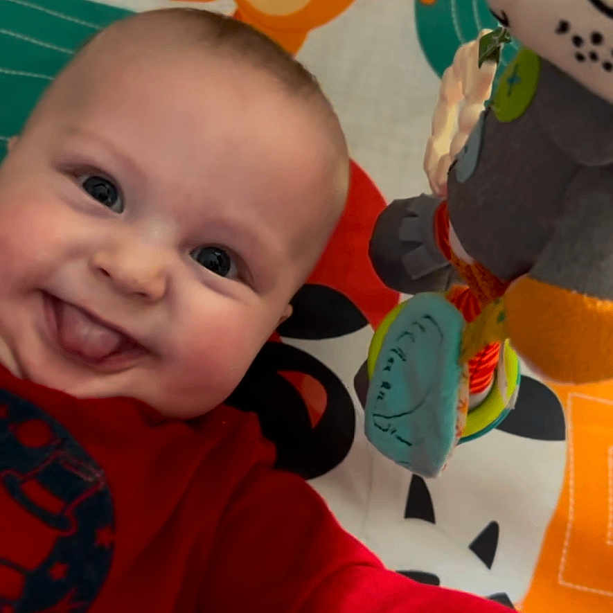 Hunter joined the competition — help win amazing prizes! animal, applique, baby, babylaughing, bodypart, cat, face, finger, hand, happy, head, indoors, interiordesign, laughing, person, pet, photography, portrait, smile, toy