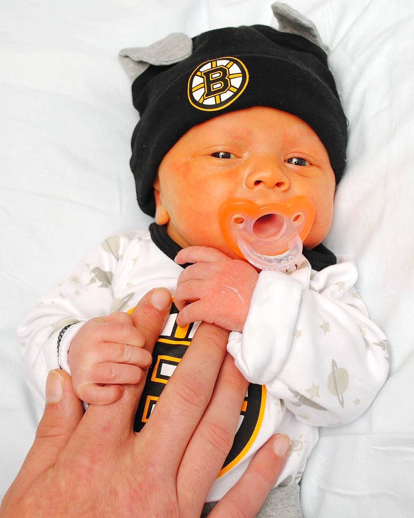 Floyd joined the competition — help win amazing prizes! baby, baby_products, baby_toddler_clothing, beanie, bottle, cap, cheek, child, clothing, drinkware, finger, gesture, happy, hat, headwear, nail, peach, person, skin, sleeve