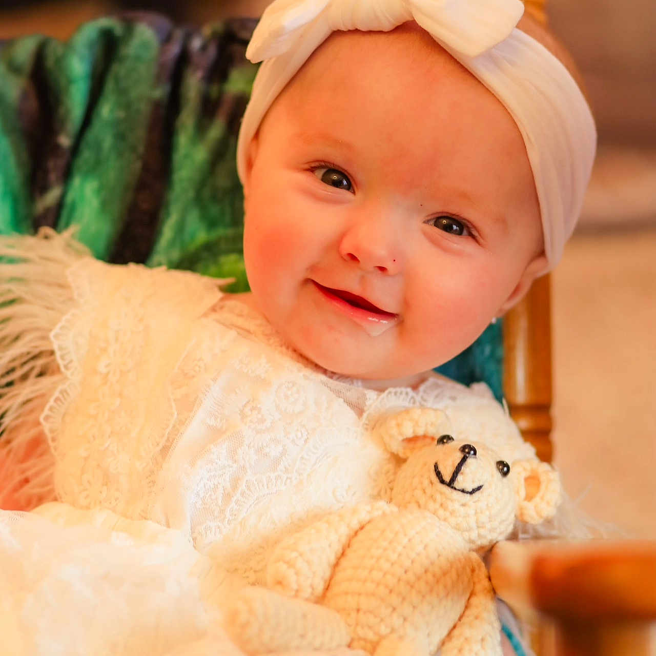 Tateum joined the competition — help win amazing prizes! accessories, baby, bodypart, clothing, costume, dress, face, finger, formalwear, furniture, hand, happy, hat, head, newborn, person, photography, portrait, smile, wood