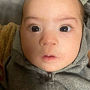 Amine joined the competition — help win amazing prizes! baby, face, hoodie, clothing, infant, person, child, portrait, closeup, eyes, skin, expression, cute, young, head, warm, texture, fabric, indoors, soft