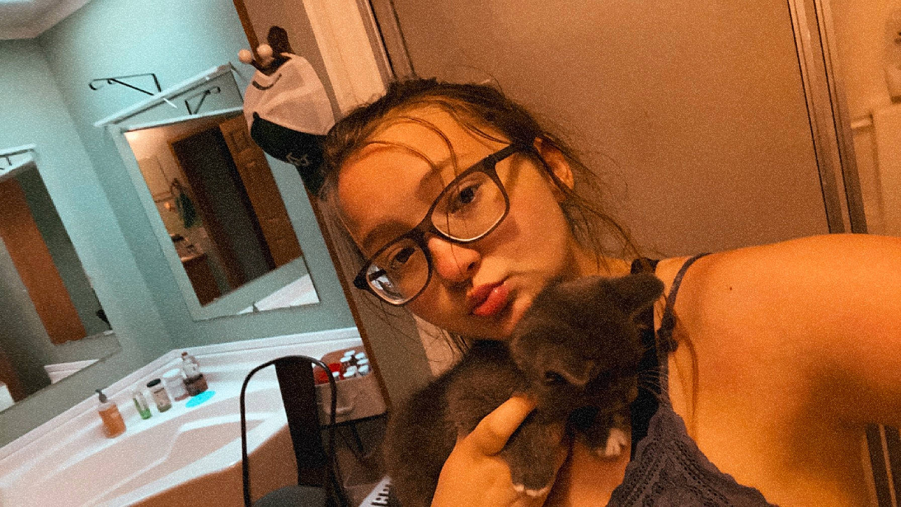 Binxy joined the competition — help win amazing prizes! beard, black_hair, carnivore, companion_dog, ear, eyebrow, eyelash, eyewear, fawn, felidae, finger, glasses, hairstyle, jaw, mouth, nose, skin, small_to_medium_sized_cats, vision_care, whiskers