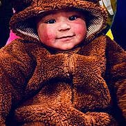 Jahmir joined the competition — help win amazing prizes! adorable, baby, bear, brown, child, childhood, costume, cozy, cute, cute_outfit, eyes, face, fuzzy, hood, infant, portrait, rosy_cheeks, smiling, soft_texture, warm_clothing