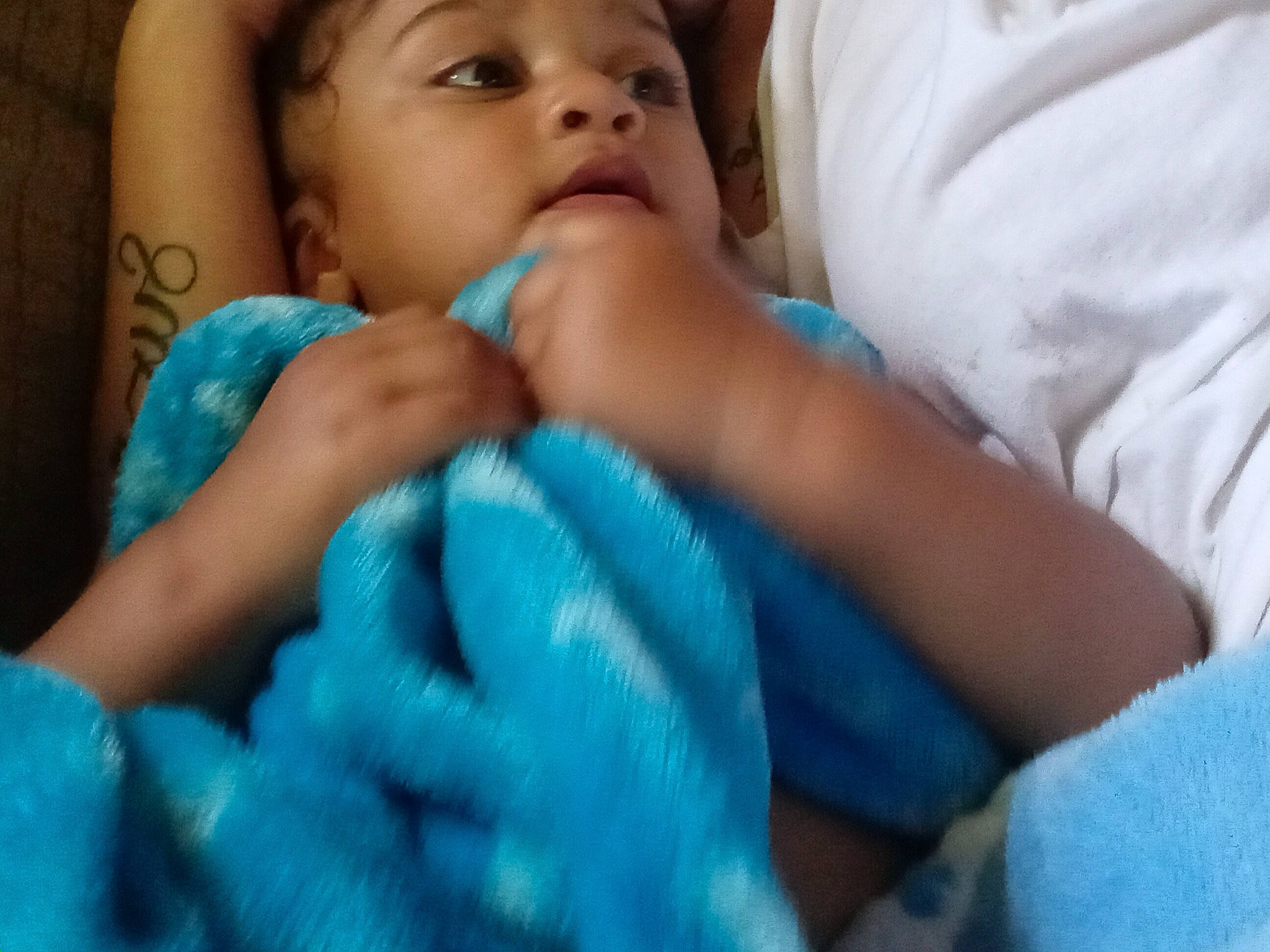 Gabriel joined the competition — help win amazing prizes! azure, baby, baby_toddler_clothing, blue, cheek, child, comfort, electric_blue, eyelash, finger, gesture, hand, happy, linens, nail, nose, person, skin, textile, thumb