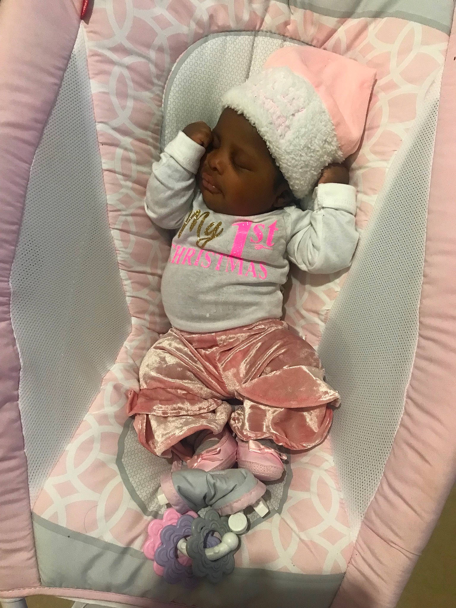 Cienn joined the competition — help win amazing prizes! baby_products, bed, bedtime, child, headwear, infant, infant_bed, person, pink, product, sleep, textile, toddler