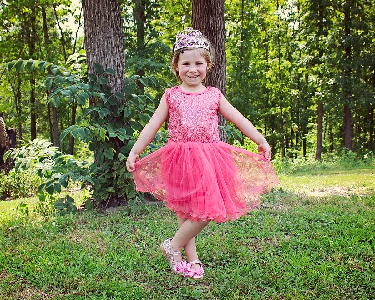 Cindy joined the competition — help win amazing prizes! a_line, ballet_tutu, bridal_party_dress, child, child_model, clothing, costume, day_dress, dress, forest, formal_wear, grass, green, headwear, joy, pattern, person, pink, plant, summer