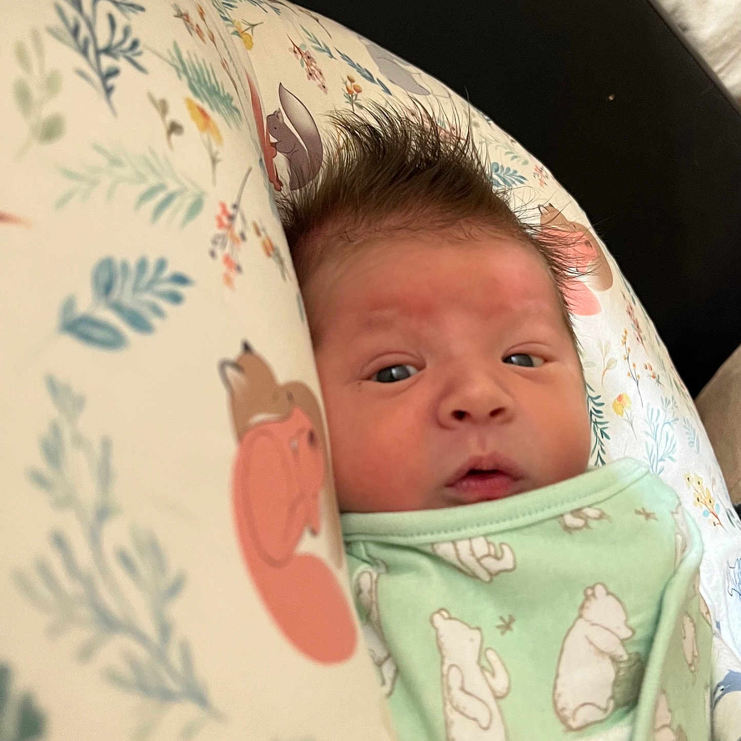 Leland joined the competition — help win amazing prizes! baby, baby_products, baby_toddler_clothing, cheek, child, chin, comfort, eye, eyebrow, eyelash, human_body, linens, nose, pattern, room, sitting, skin, sleeve, toddler