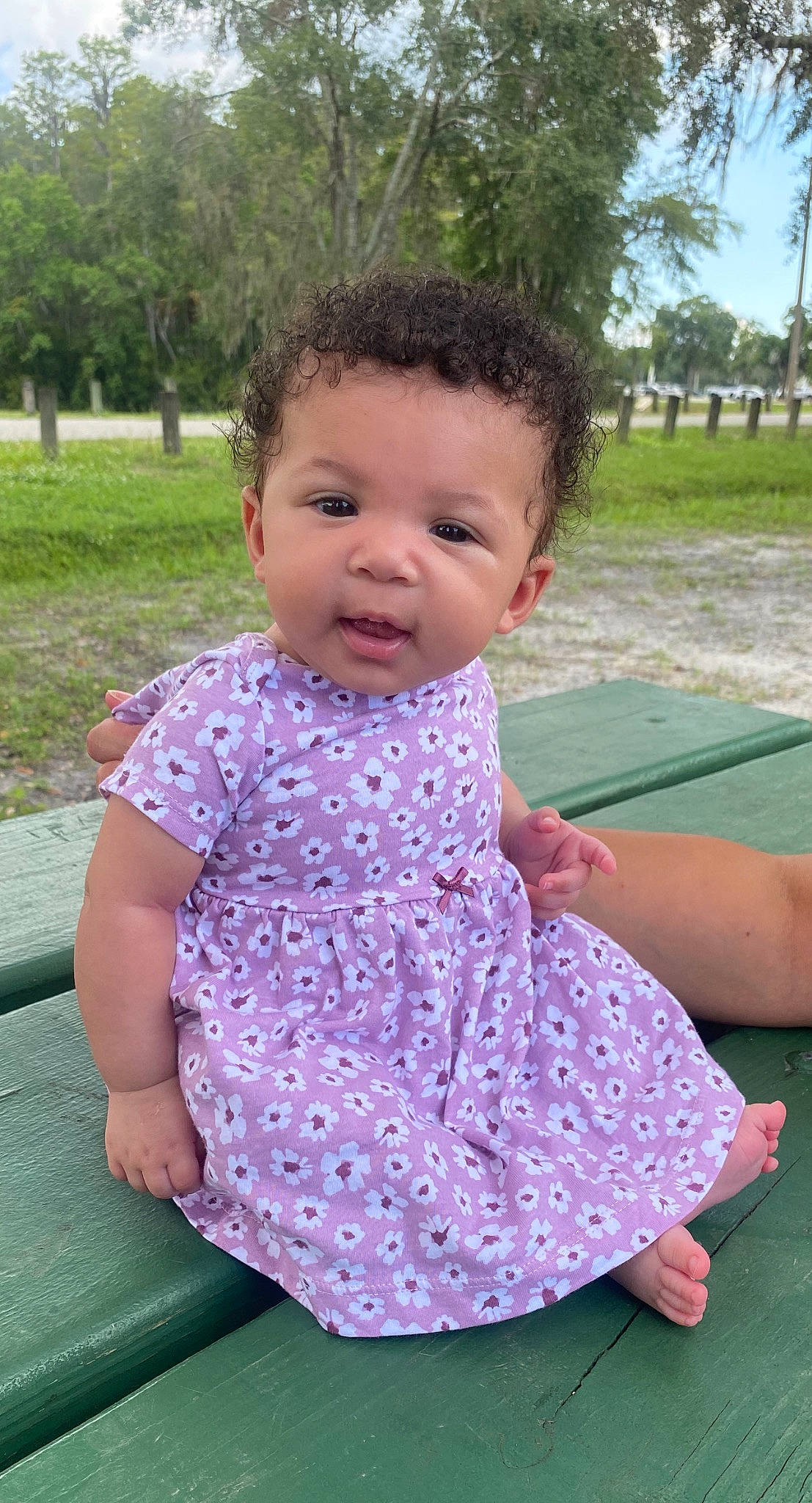 Xaria joined the competition — help win amazing prizes! baby, baby_toddler_clothing, cheek, face, facial_expression, finger, grass, hair, hairstyle, happy, head, leisure, person, pink, plant, purple, skin, sleeve, summer, toddler