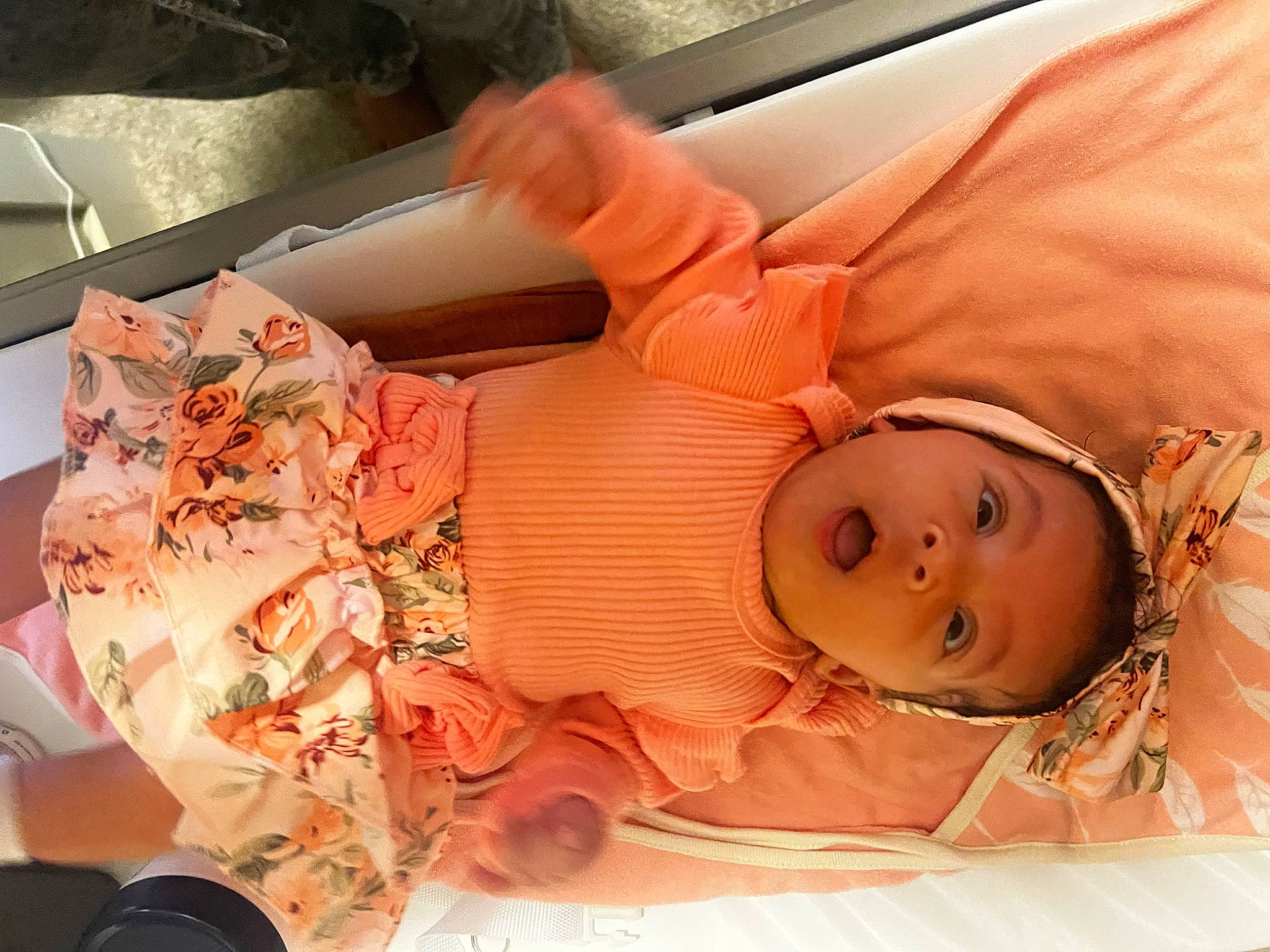 Xaria joined the competition — help win amazing prizes! baby, bed, bedding, bedtime, child, comfort, comfort_food, flesh, hat, linens, orange, peach, person, room, sleep, toddler