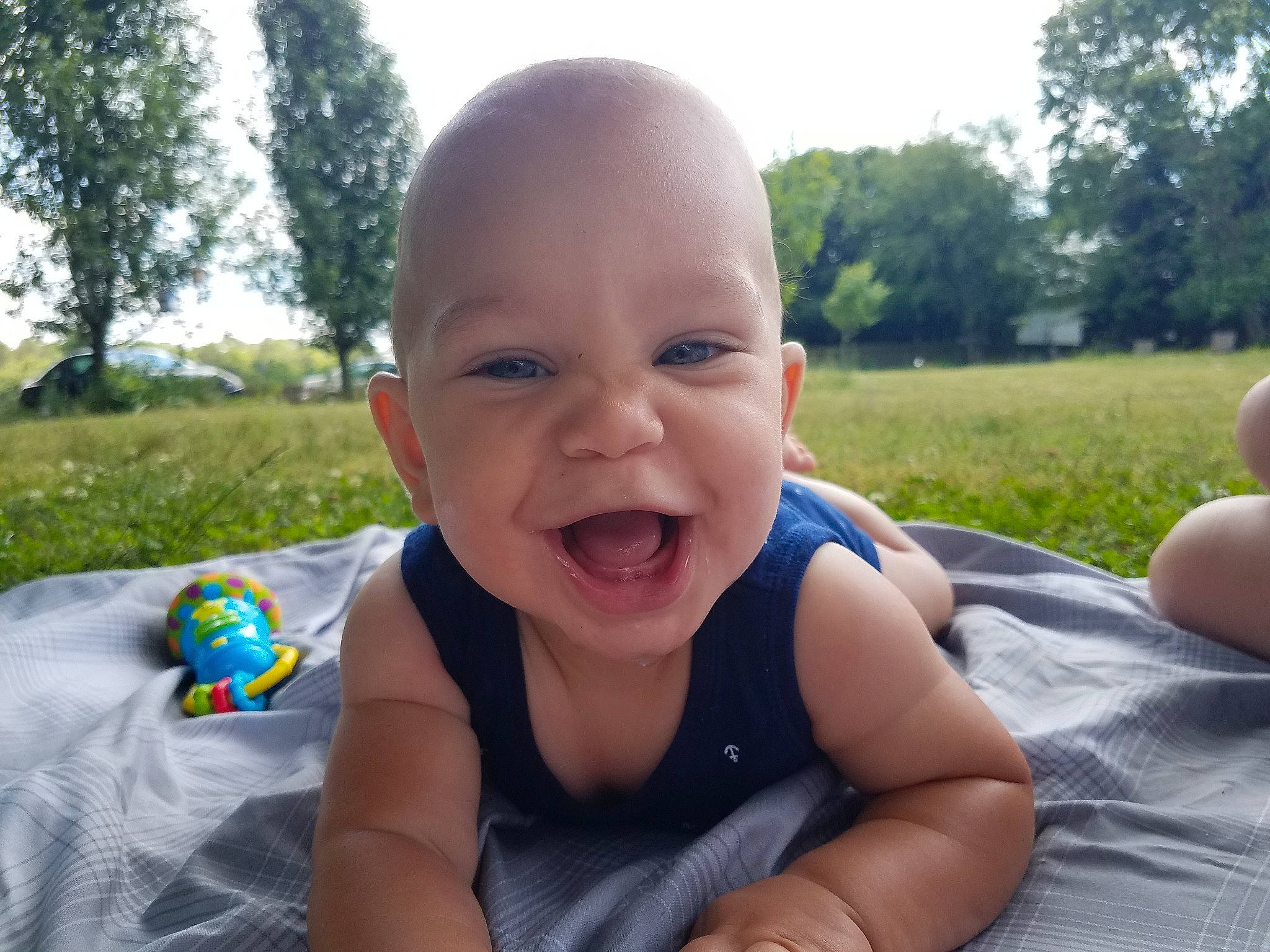 Alexavier is registered to the contest to win money with this photo: baby, child, cool, eye, face, facial_expression, finger, fun, grass, hand, happy, head, mouth, nose, person, play, skin, smile, summer, toddler