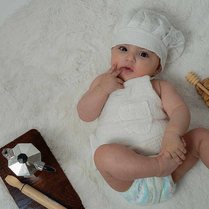 Camille Challal a rejoint le concours — aidez-le/la à gagner de superbes lots ! baby, bodypart, bonnet, cap, clothing, crib, cutlery, face, finger, furniture, hand, hat, head, infantbed, newborn, person, photography, portrait, spoon, wood