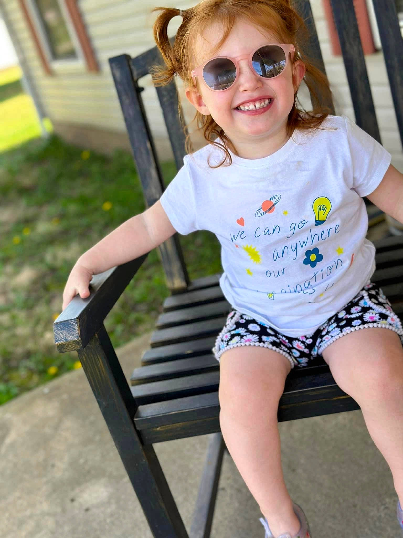 Aubriella joined the competition — help win amazing prizes! eyewear, face, facial_expression, fashion, glasses, goggles, grass, hair, hairstyle, happy, head, joy, leg, person, photograph, pink, shoulder, skin, sleeve, smile